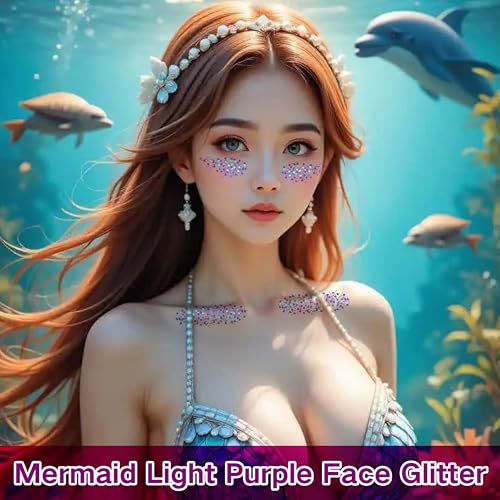 Purple Face Glitter Gel,4 Styles Butterfly Style Body Glitter Mermaid Costume for Kids,Mardi Gras Outfit for Women,Sparkling Hair Glitter Makeup Rave Festival Accessories,40g/1.41 oz