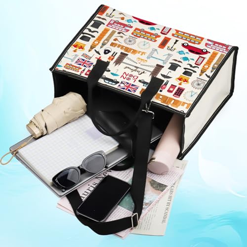 LEVLO London Travel Gift British Theme Cosmetic Bag England Souvenir Gift United Kingdom Make Up Zipper Pouch Bag (London LT)
