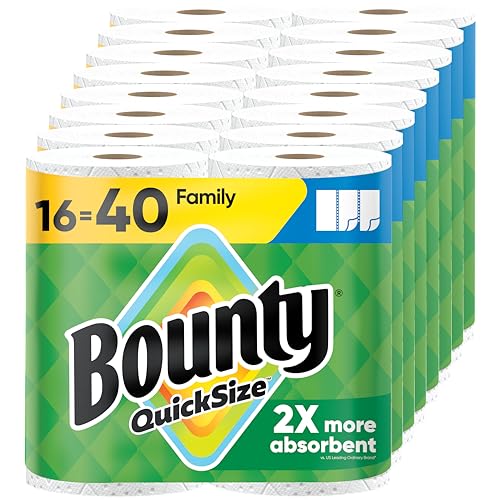 Bounty Paper Towels Quick Size, 16 Family Rolls (40 Regular)