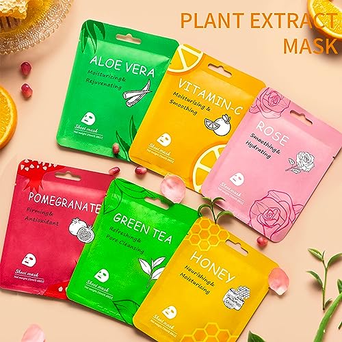 Meleell Face Masks Skincare Bulk Pack,Hydrating Face Masks Beauty For Sensitive Skin,Sheet Masks For Faces,Facial Masks Sets For Women Skin Care (36-Packs)