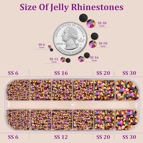 TINKRSTUFF Gold Rose AB Resin Jelly Rhinestones Kit with Glue, 2 Box + 3 B7000 Glue, 10ml Each, Flatback Crystals for DIY Tumblers, Nails, Jewelry