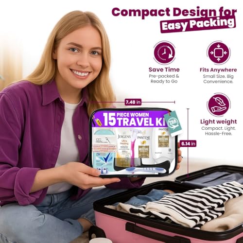 TrekTote Travel Toiletry Kit for Women – 15-Piece TSA-Approved Set