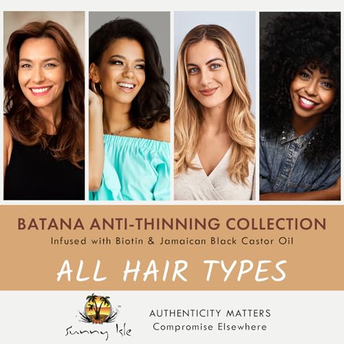 Sunny Isle Batana Anti-Thinning Shampoo 10.1oz Infused with Biotin and Jamaican Black Castor Oil | Double Growth Formula