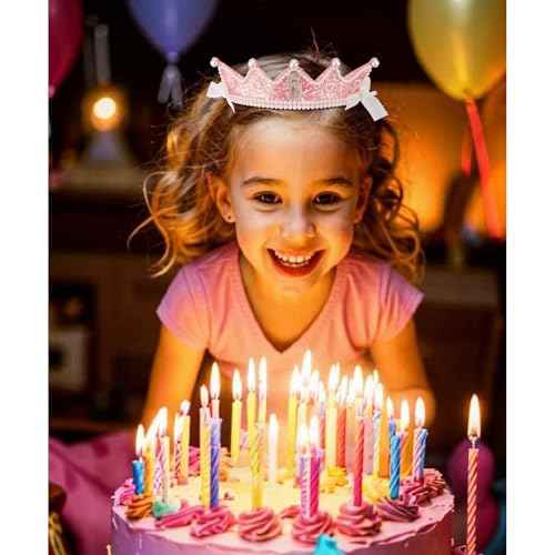 CUBACO Birthday Crown Headband 5th Birthday Girl Sash, Birthday Girl Headband Princess Pink Crown 5 Year Old Girl Gift Outfit Birthday Decorations,Suitable for Party Favors Decorations