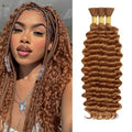 14 Inch Brown Human Hair for Boho Braids - Deep Wave Extensions