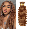 WuvuSnm 30# Deep Wave Human Hair Bundles for Boho Braids 24 Inch Brown
