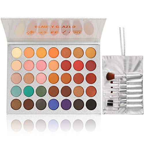 35 Color Eyeshadow Palette with Makeup Brushes Set