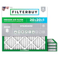 Filterbuy 20x20x1 MERV 8 Air Filter 4-Pack for HVAC Dust & Allergy Control