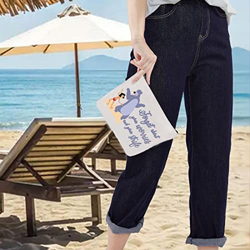 LEVLO Cartoon Mowgli Cosmetic Bag Baloo Fans Gift Forget About Your Worries And Yourstrife Mowgli Makeup Zipper Pouch Bag (Forget About)