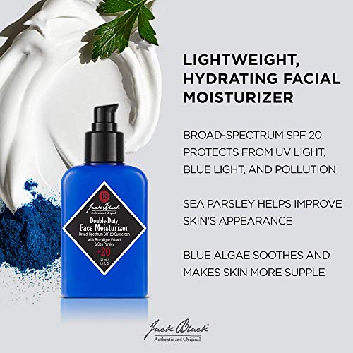 Jack Black Double-Duty Face Moisturizer, 3.3 Fl. Oz – SPF 20 Sun Protection, Long Lasting Hydrating Skincare, Lightweight Moisturizer, Men’s Facial Moisturizer