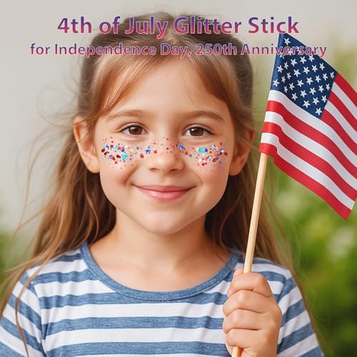 Mysense Red White Blue Patriotic Glitter Stick for 4th of July
