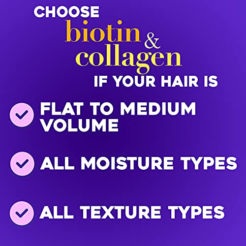 OGX Thick & Full + Biotin & Collagen Volumizing Conditioner for Thin Hair, with Vitamin B7 & Hydrolyzed Wheat Protein, Paraben-Free, Sulfate-Free Surfactants, 13 Ounce (Pack of 4)