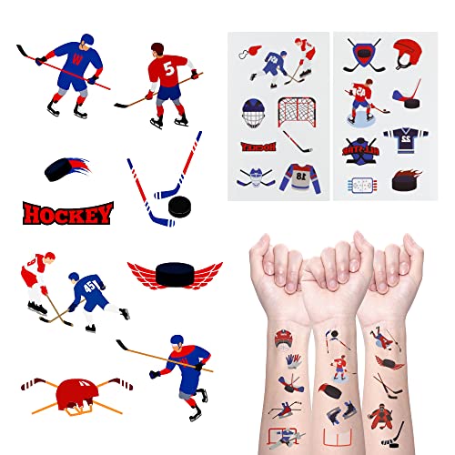 24 Ice Hockey Temporary Tattoos - Waterproof Party Favors