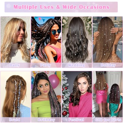 Hair Tinsel Kit, 18 Colors 7800 Strands 48 Inch Heat Resistant