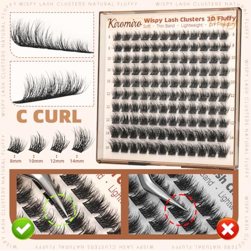 Kiromiro Wispy Lash Clusters 8-14mm Fluffy Extensions