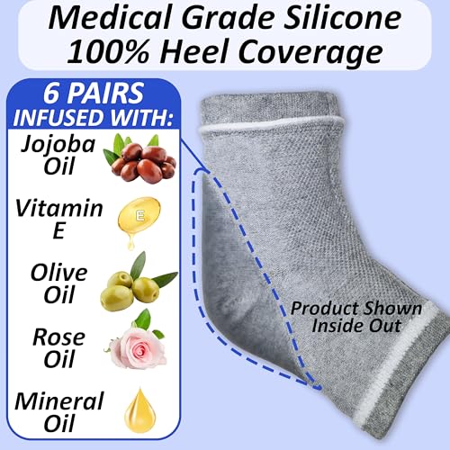 Moisturizing Gel Socks for Cracked Heels - 6 Pairs