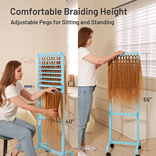 Adjustable Hair Braiding Rack with 160 Pegs & Wheels