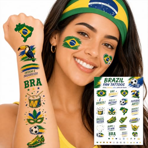 World Cup Temporary Tattoos - 22 Soccer Fan Designs, Waterproof