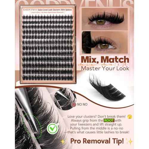 Manga Lash Clusters With Spikes Wispy Cluster Eyelash Extensions Fluffy Anime Eyelashes Clusters Reusable Faux Mink Fairy Individual Lash Extension (D Curve 12-18mm 204 pieces)