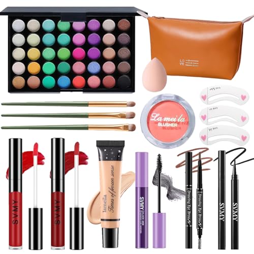 40-Color Eyeshadow Makeup Set with Foundation, Brushes & Bag