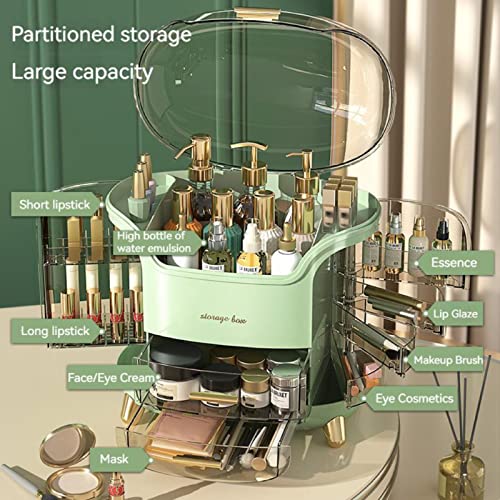 Large Makeup Organizer with Clear Acrylic Cover & 3-Layer Storage