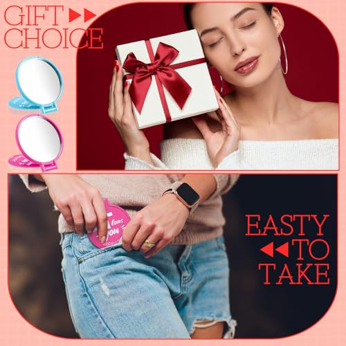 Yerliker 80 Pcs Valentines Christian Mini Compact Mirrors Bulk Jesus Loves You Cute Pocket Mirrors for Purses Inspirational Religious Gifts for Women Girls Coworkers Friends Employee