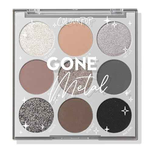 ColourPop Eyeshadow Palette - Eye Makeup Palette with Matte, Metallic, Matte Sparkle & Glitter Finishes - High-Pigment Eye Makeup with a Long-Wearing Formula - Gone Metal (0.3 oz)