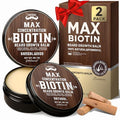 2 Pack Biotin Beard Balm Set for Men ? Natural & Sandalwood Butters ? Non-Itchy, Moisturize, Strengthen & Shape Beards ? Grooming Gift Set for Father's Day, Anniversaries, Christmas