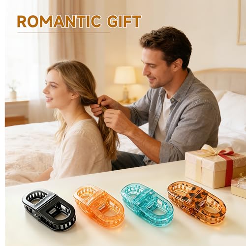 4Pcs Magnetic Hair Clips for Women - Seamless, Crease-Free Hold
