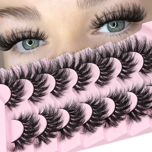 Losha Fluffy 5D Cat Eye False Eyelashes - 7 Pairs Vegan Faux Mink
