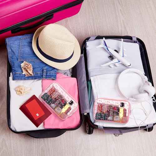 Kacctyen 24 Pcs Pink Bow Cosmetic Bag Coquette Preppy PVC Makeup Bag Bulk Zippered Travel Toiletry Pouch Gift for Women Birthday Party Favor Organizer