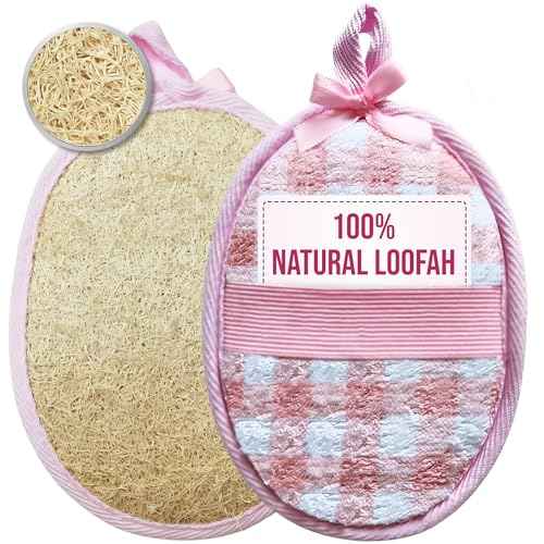 Natural Loofah Exfoliating Body Scrubber for Women Made with Natural Egyptian Loofa Sponge, Bath Shower Luffa lufa for face and Body. exfoliator Scrub Pads