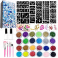 Temporary Glitter Tattoos Kit - 24 Colors, 187 Stencils