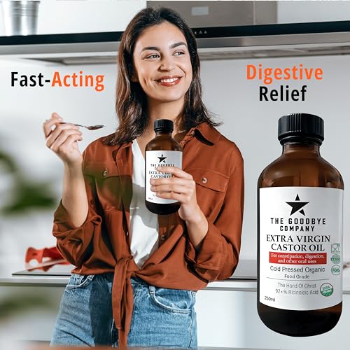The Goodbye Company Extra Virgin Castor Oil 250ml - USDA Organic & Cold Pressed