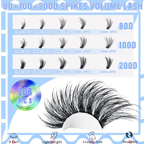 Volume Lash Clusters 12-20mm D Curl 208PC DIY Eyelash Extensions