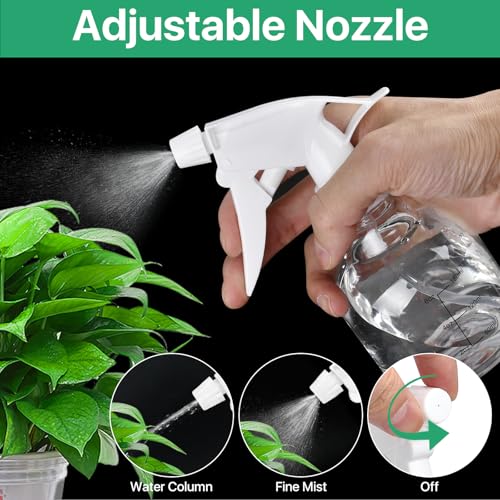 24 Pcs Empty Plastic Mini Spray Bottles 8oz, Adjustable Nozzle, Refillable for Hair, Plant, Kitchen, Bath, White