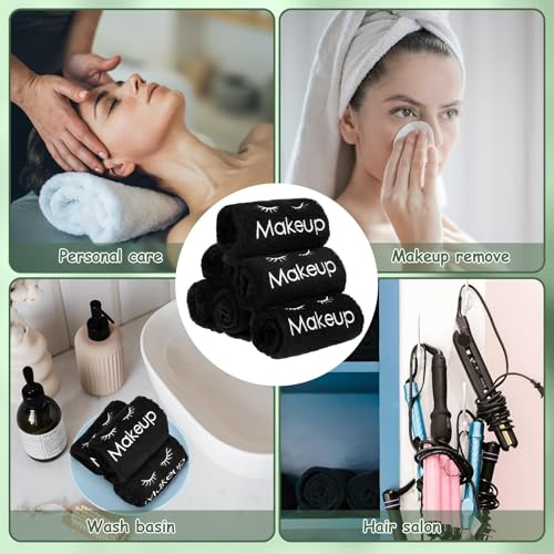 Shimeyao 13x13 Inch Black Makeup Towels Bulk Reusable Makeup Washcloths for Face Facial Remover Washcloths Absorbent Cotton Towel for Salon Spa Women Skin Care(36 Pcs,Classic)