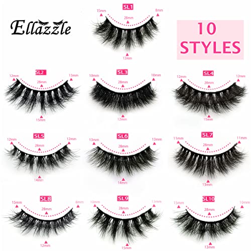 Faux Mink Eyelashes 10 Pairs 16-20mm Natural Look