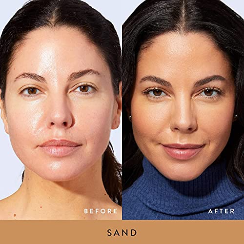 LAURA GELLER NEW YORK Face the Day Kit - Balance-n-Brighten Foundation, Sand + Spackle Skin Perfecting Primer, Hydrate + Airbrush Round Kabuki Brush (Pack of 3)