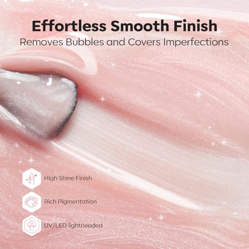Modelones Builder Nail Gel 8-in-1 Pink Shimmer Cinnamon Glow - Long-Lasting Glitter Manicure