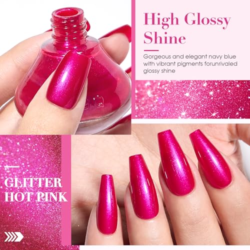 COSMOO Hot Pink Ultra Chrome Nail Polish - 12ml Quick Dry Shimmer