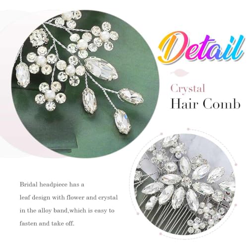 Silver Bridal Hair Comb with Rhinestones & Pearls