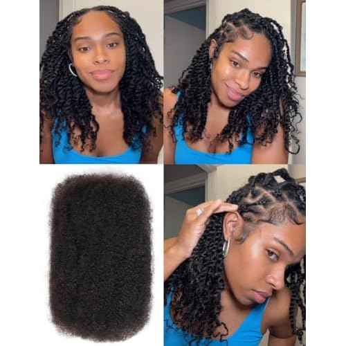 Style Icon 1 Bundle Afro Kinkys Bulk Human Hair (16", Natural Black) - Twist Braids - Kinky Curly Extensions - Dreadlocks - Loc Braiding Hair