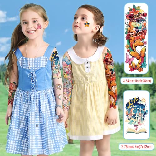52 Pcs Kids Temporary Tattoos - Full Arm Waterproof Stickers