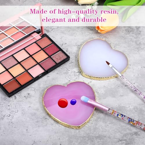 Heart-Shaped Resin Nail Art Palette Set 2PCS with Gold Trim