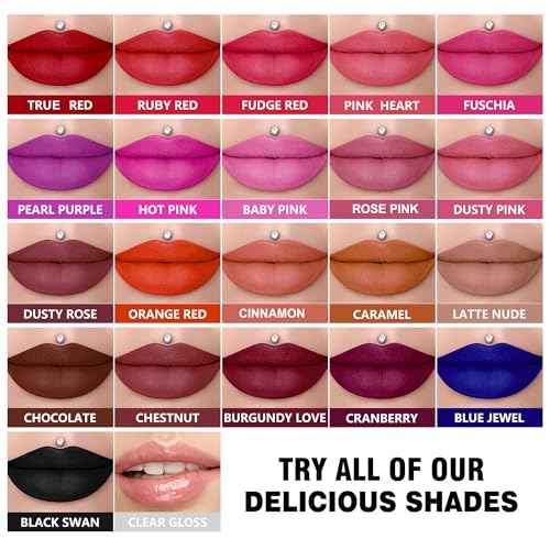 Burgundy Lipstick Long Lasting, Matte Liquid Lipsticks for Women Non Transfer Smudgeproof Smooth and Easy to Appy Cruelty Free Lip Color, M47 Burgundy Love