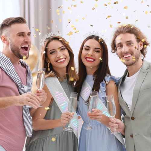 CAVETEE Birthday Girl Crown and Sash£¬ Princess Tiara Happy Birthday Headband Party Accessories for Women and Girls