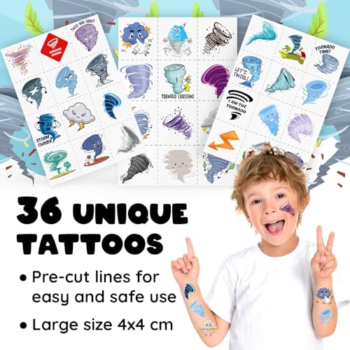 Tornado Party Favors Set - 24 Slap Bracelets & 36 Tattoos