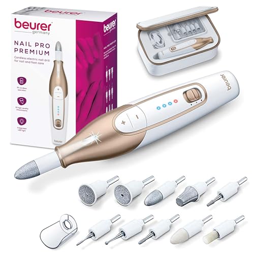 Beurer MP64 White Cordless Electric Nail Drill Kit with 10 Attachments & LED Light