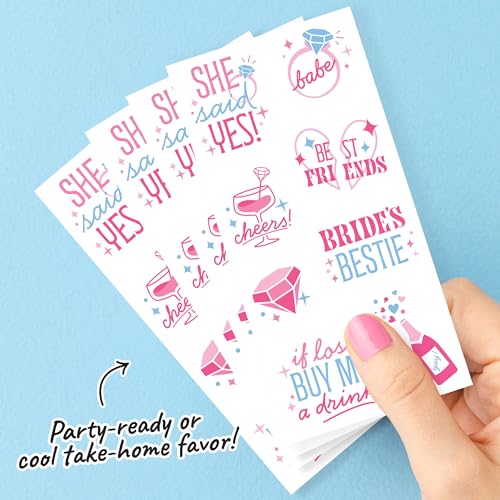 Bachelorette Temporary Tattoos for Women, 12 Sheets (96 Designs)